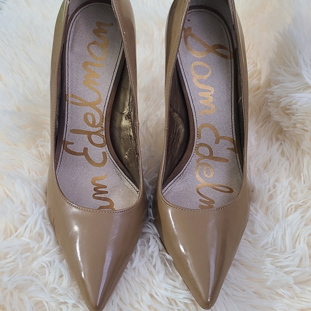 Sam Edelman Tan Patent and Suede Pumps
